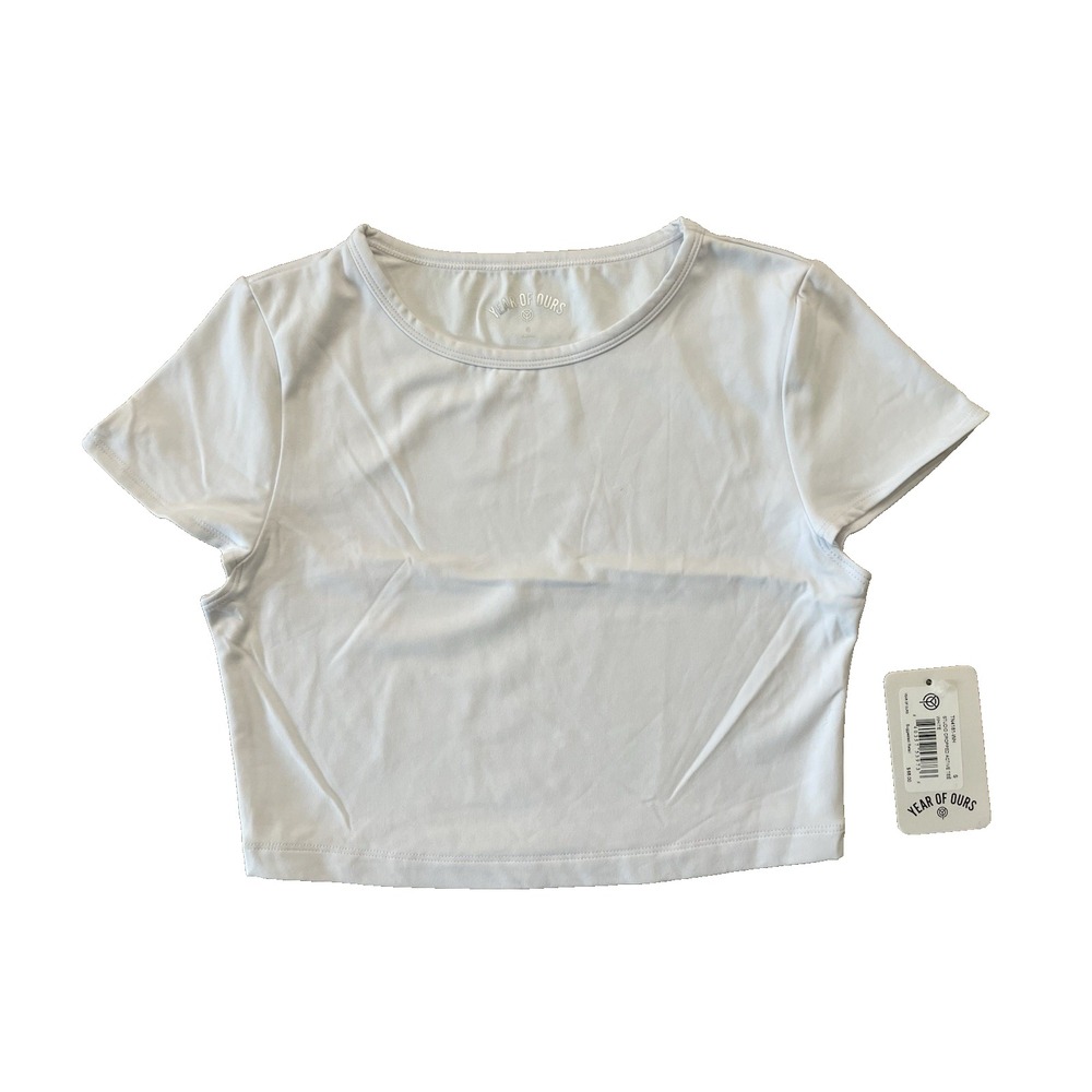 NWT Year Of Ours Women's Studio Cropped Active Tee White Sz S Retail $68 New